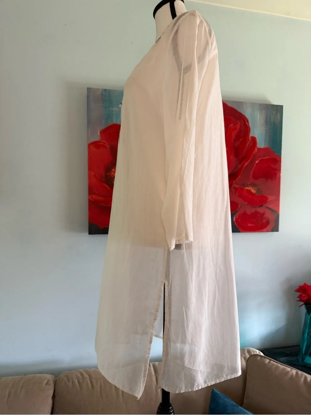 Express White Embroidered Sheer Swim Cover-Up size l large